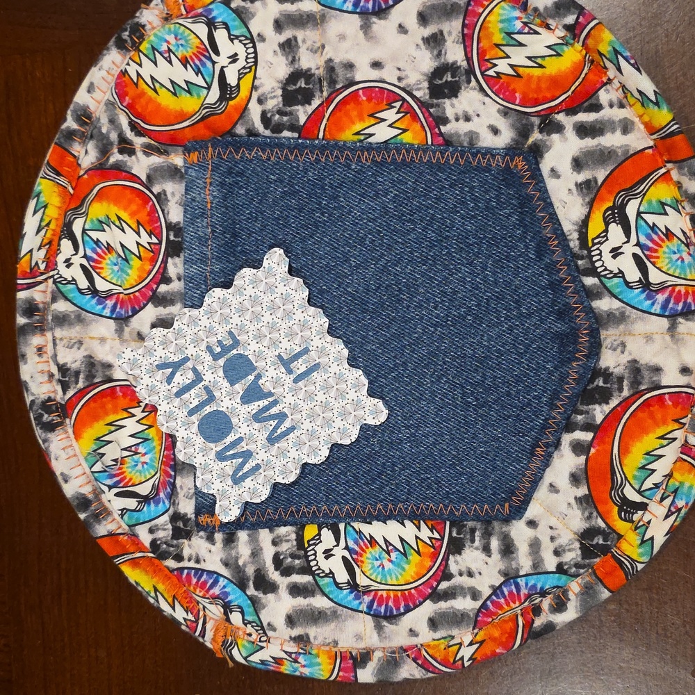 Greatful Dead Tortilla Holder Upcycled Blue Denim Jeans Keeps Tortillas Warm